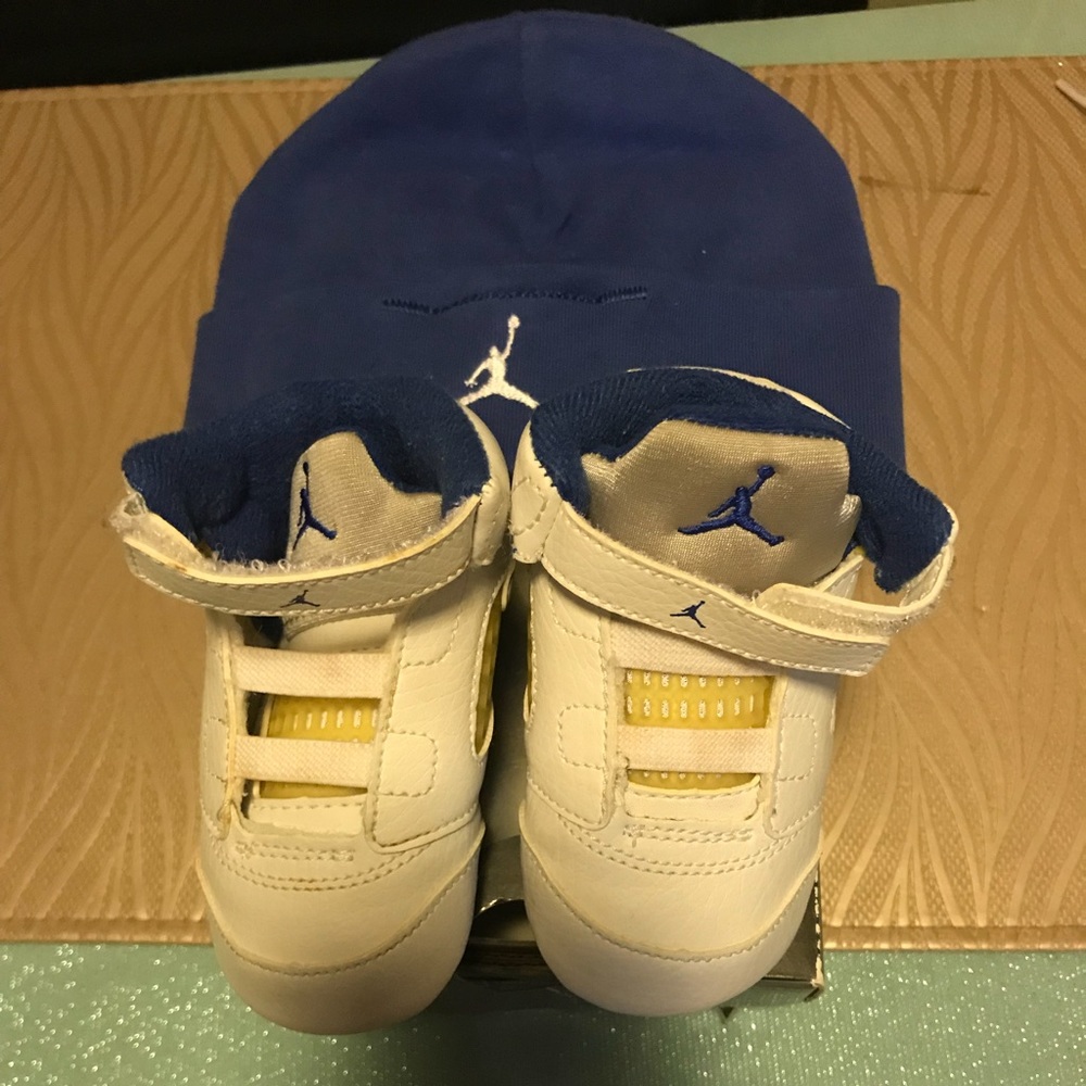 EUC-Air Jordan 5 Retro White Sport Royal Stealth